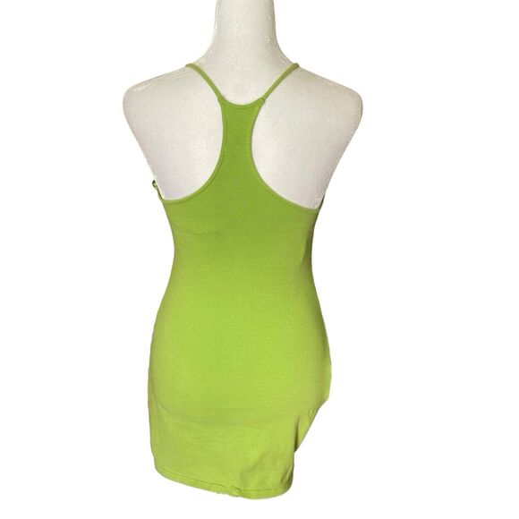 ZARA Small Bodycon Mini Dress Lime Green High Neck Halter Stretch - Picture 6 of 8